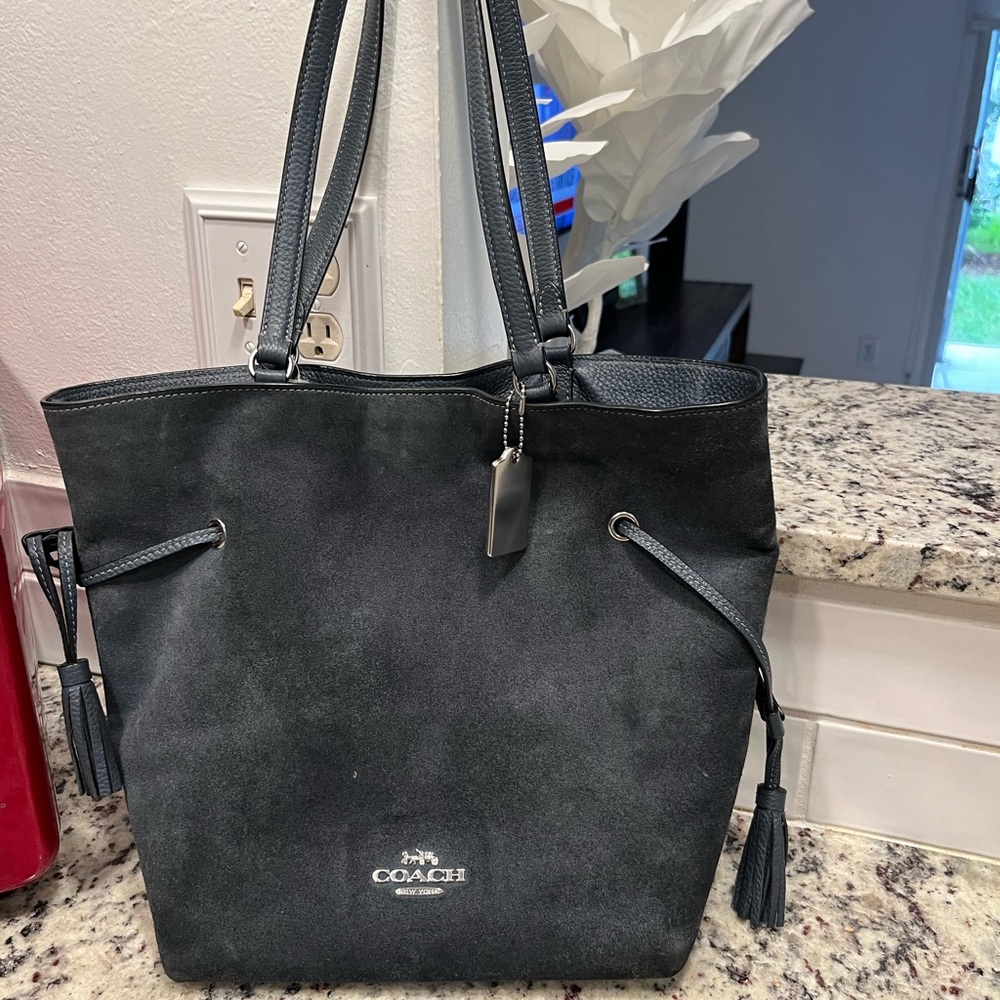 Coach dark blue suede bag